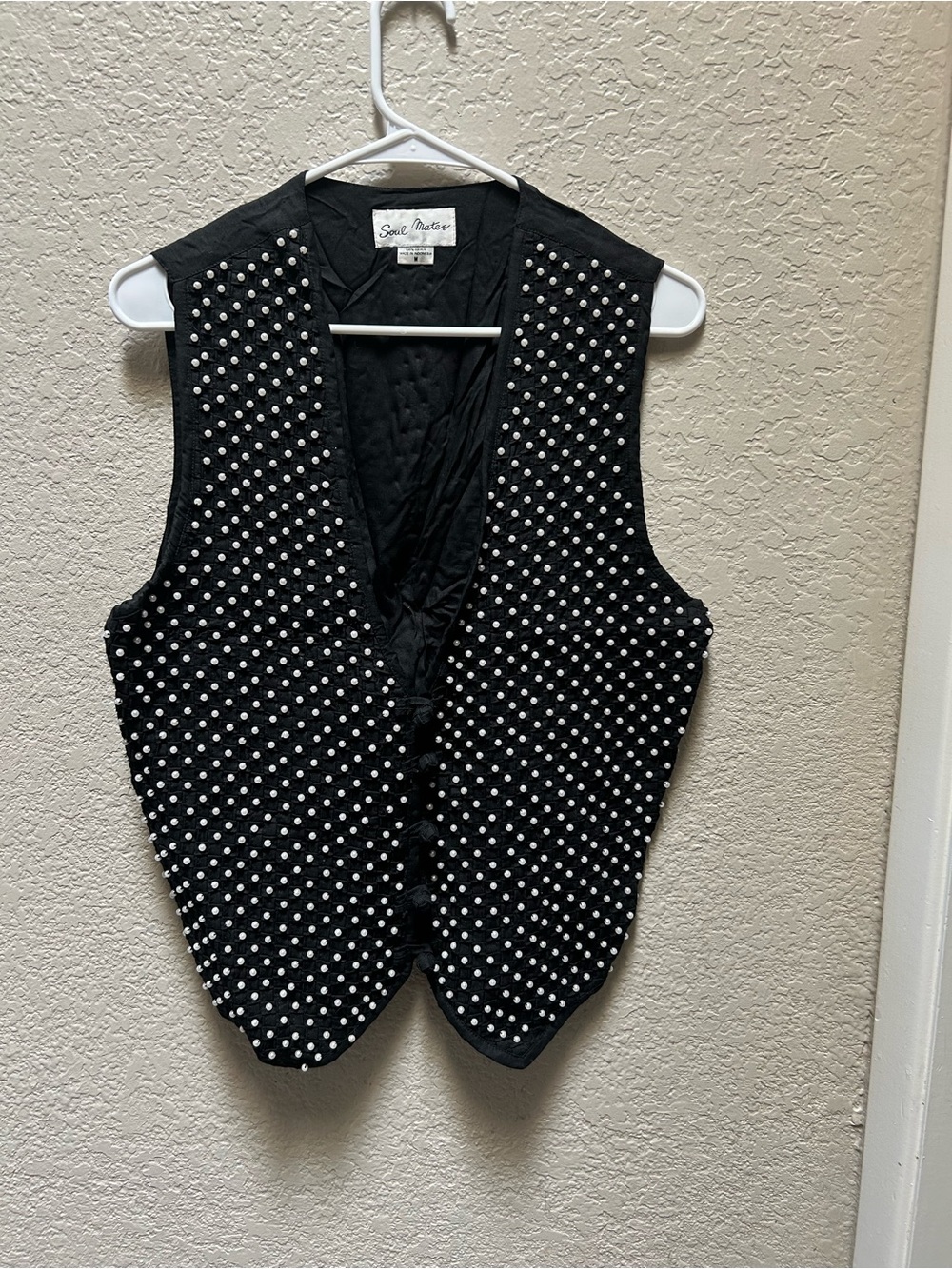 Vintage Soul Mates Black Pearl Beaded Statement Vest Size Medium